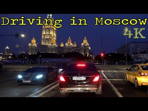 Driving in Moscow at Night 4K with Music